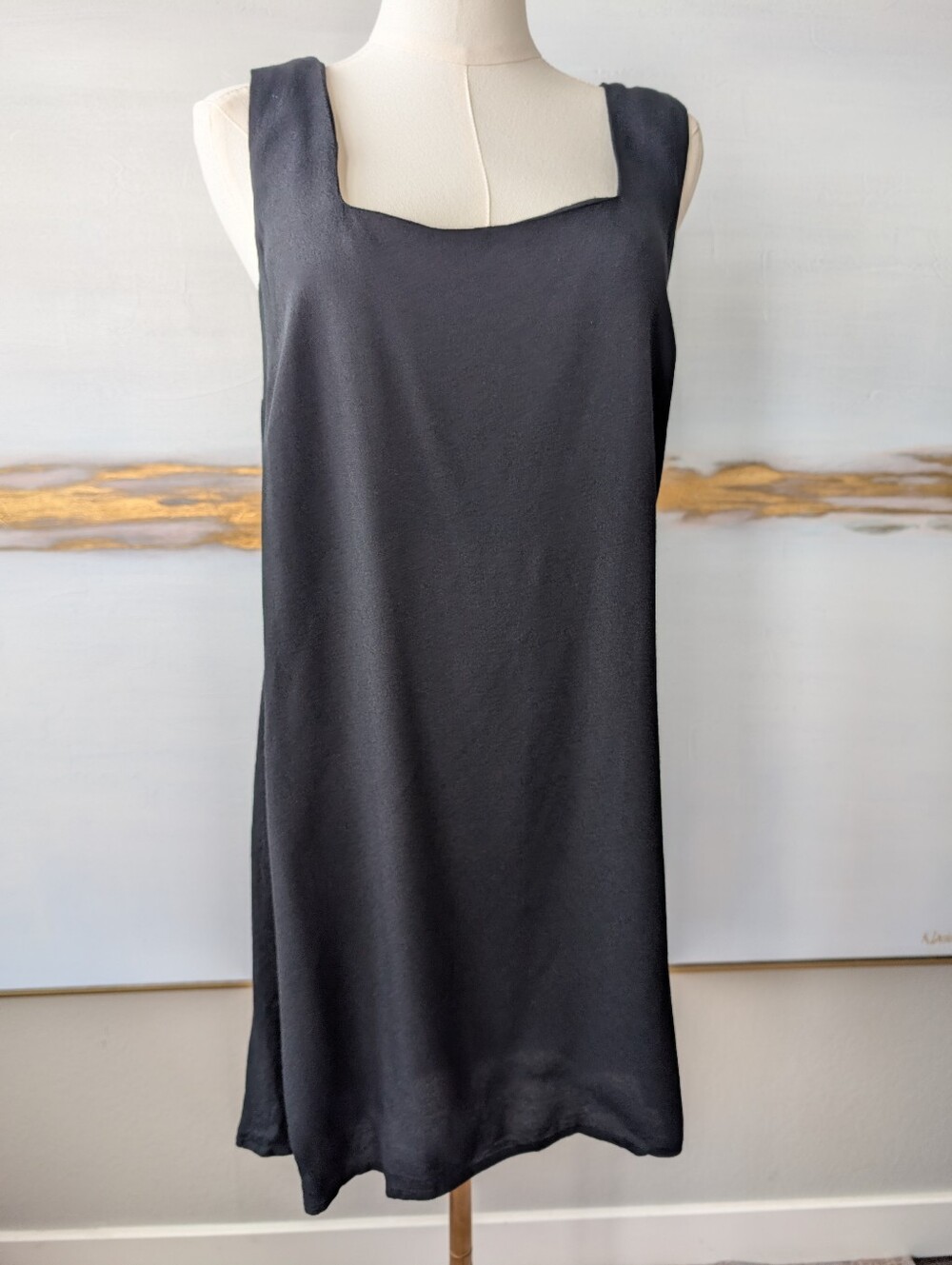 Reformation Black Square Neck Crepe Mini Dress | Size 6